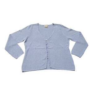 Sigrid Olsen Sport Bluish Purple Linen Button Up Cardigan Long Sleeve Sweater